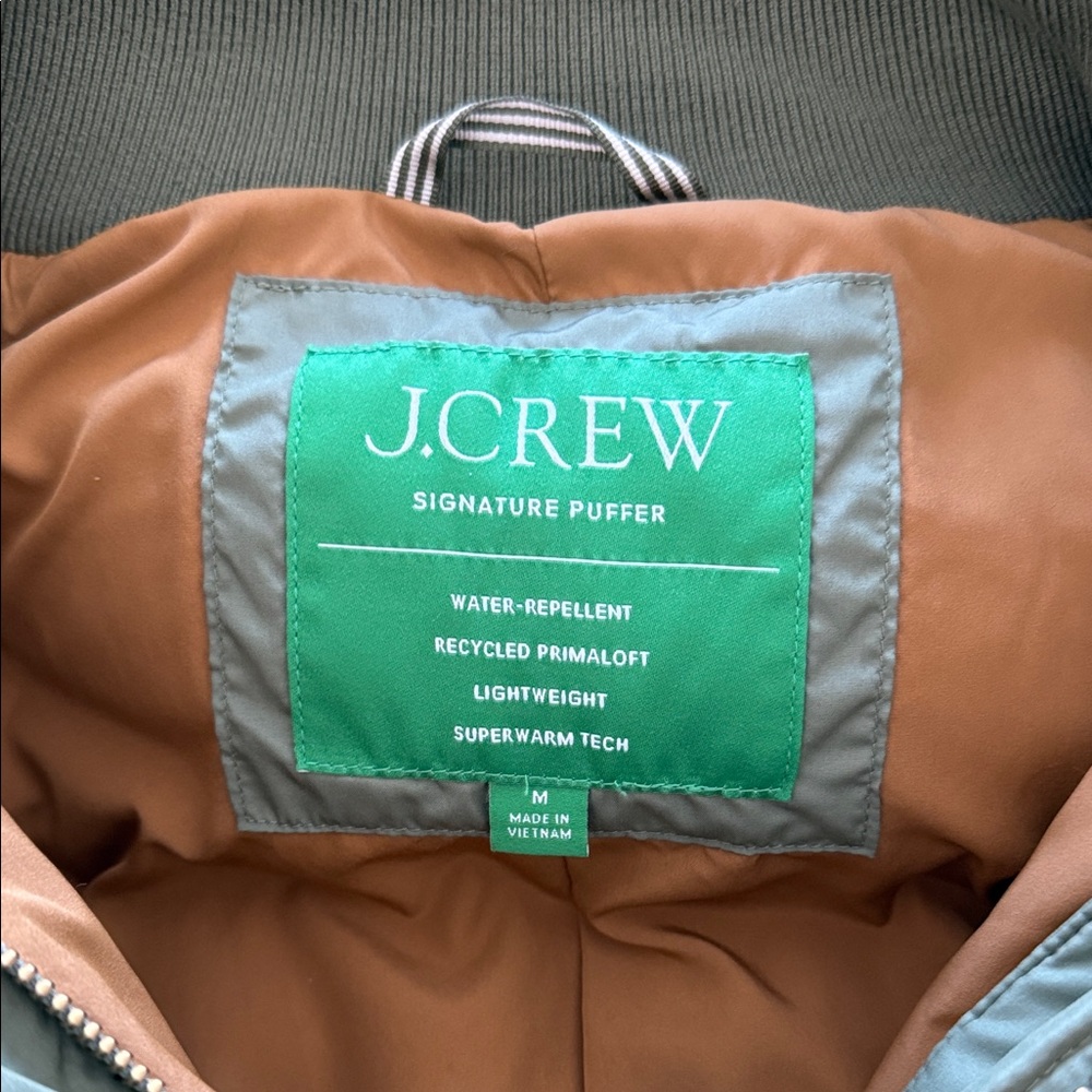 J. Crew Sage Green Women's Puffer Coat - Picture 2 of 11